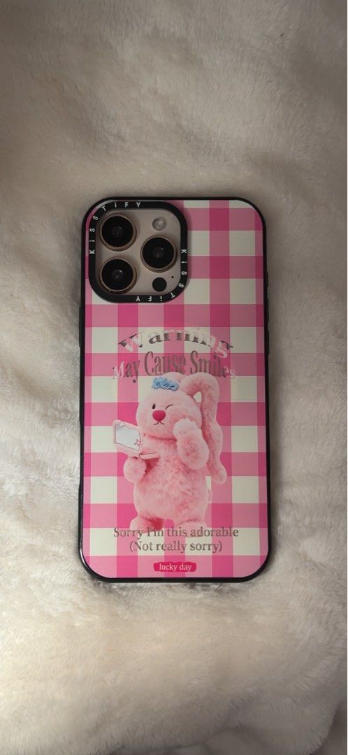 Kisstify Bunny Pink Grid iPhone 16 Pro Max Case (Category: Cases & Sleeves) located in Caloocan City. Submitted by .manel. (Listing ID 1459248162, Image 1). Description: brand new just unboxed to promote it.