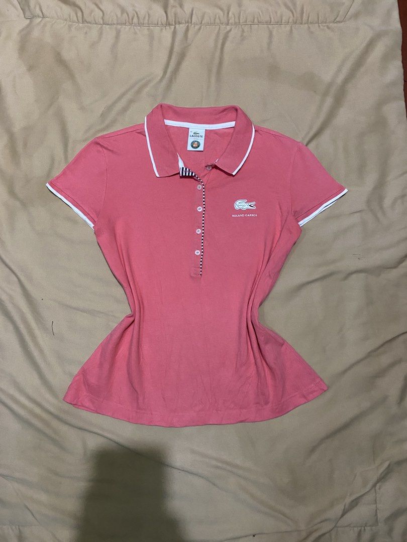 Lacoste Pink Polo Shirt (Category: Others Tops) located in Samal. Submitted by regbos26 (Listing ID 1459276680, Image 1). Description: L@cost€ Pink Polo Shirt by Rol@nd G@rros Paris Gwapa kaayo!😍 Like new,bagong bago No flaws! Embroid details Must have! Fave🥰 Naka engrave lahat ng buttons Size 42 on tag Complete tags.