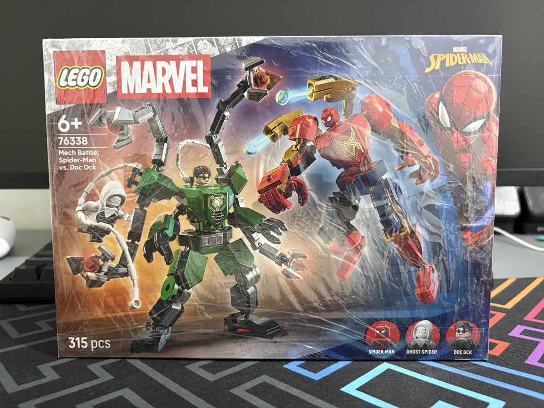 LEGO Marvel Spider-Man Mech Battle vs. Doc Ock 76338 (Category: Lego & Building Sets) located in Manila. Submitted by wildtree_7d6348 (Listing ID 1459271798, Image 1). Description: - Brand New LEGO Marvel Set: Mech Battle: Spider-Man vs. Doc Ock - Set Number: 76338 - Piece Count: 315 pieces - Includes Minifigures: Spider-Man, Ghost-Spider, and Doc Ock - Ideal for Marvel fans and LEGO collectors - Engage in epic battles with iconic characters.