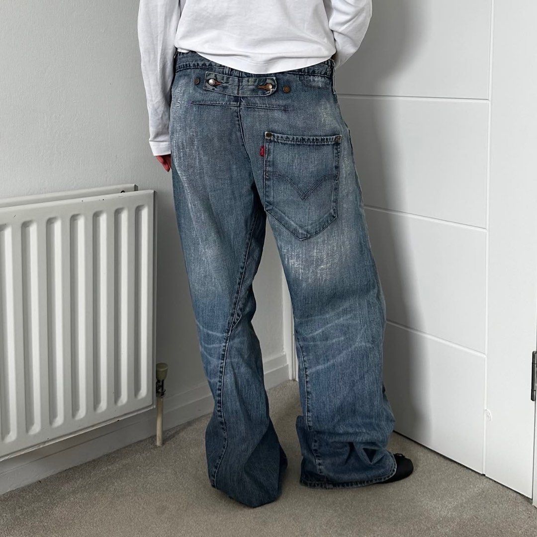 Levi's Engineered Buckle Back Denim Jeans (Category: Jeans) located in Balanga. Submitted by goodiegarments (Listing ID 1459258451, Image 2). Description: Levi's Engineered Buckle Back Denim Jeans A quintessential piece of early-2000s Levi's Engineered Jeans (LEJ) history. This pair features an architectural cinch buckle-back, ergonomic twisted construction, and a singular avant-garde offset back pocket. Crafted from mid-weight washed indigo deni