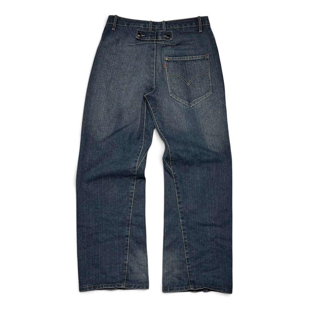 Levi's Engineered Buckle Back Denim Jeans (Category: Jeans) located in Balanga. Submitted by goodiegarments (Listing ID 1459258451, Image 1). Description: Levi's Engineered Buckle Back Denim Jeans A quintessential piece of early-2000s Levi's Engineered Jeans (LEJ) history. This pair features an architectural cinch buckle-back, ergonomic twisted construction, and a singular avant-garde offset back pocket. Crafted from mid-weight washed indigo deni