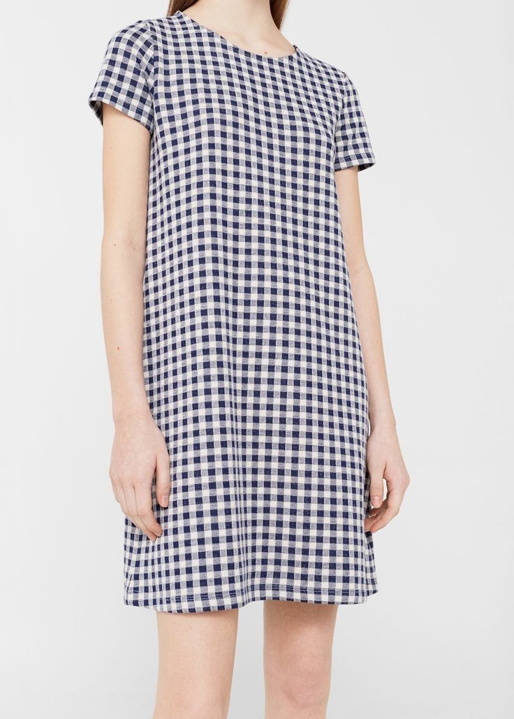 Mango Basics Gingham Check Short Sleeve Dress Size S (Category: Dresses) located in Manila. Submitted by jimmy_juniorrr (Listing ID 1459172046, Image 2). Description: - Cute navy and white gingham check dress - Brand: Mango Basics - Style: Short sleeves, knee-length shift silhouette - Perfect for casual outings - Size: Tag shows S (check measurements if needed).