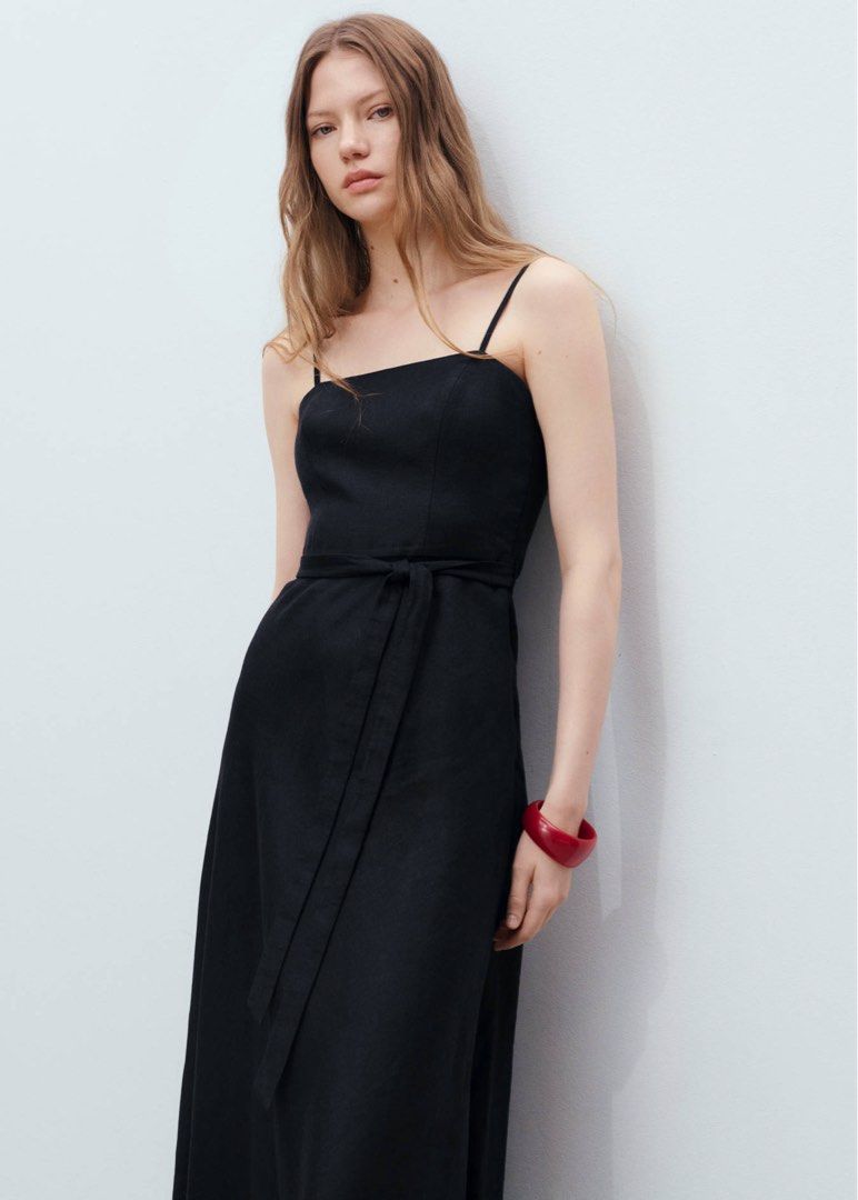 MANGO LINEN BOW MIDI DRESS (Category: Dresses) located in Quezon City. Submitted by chingchua18 (Listing ID 1459194858, Image 2). Description: ‼️STEAL PRICE-499 only‼️ M@NGO BOW LINEN MIDI DRESS FIRST TO PAY PINAS ONHAND VIETNAM HAUL Tie-waist detailing adds charm to the Bow Line Dress from M@ngo. Made from 100% linen fabric with cotton lining, this dress features long and A-line design with low neckline, sleeveless cut, thin straps, bow detail a
