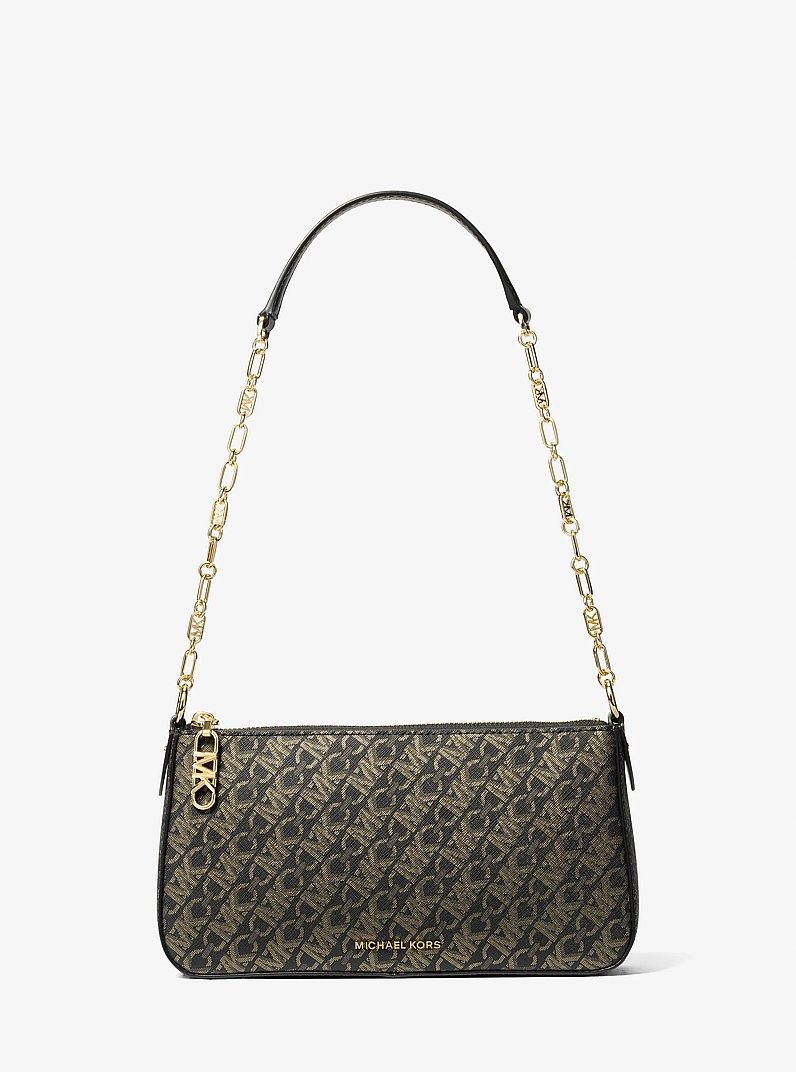 MK Empire Medium Metallic Chain Link Pochette (Category: Luxury Bags & Wallets) located in Quezon City. Submitted by viee04 (Listing ID 1459219984, Image 1). Description: Authentic Michael Kors shoulder bag (Retail store) Featuring metallic Empire MK logo print, this petite pochette is ideal for the days you want to travel light. With room for your phone, cardholder and sunglasses, the compact silhouette boasts a gold-tone chain strap that exudes