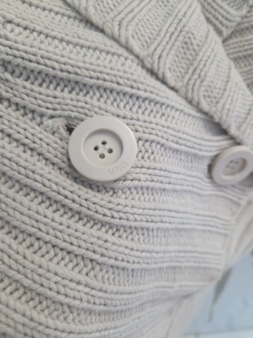 MNG Beige Knit Cardigan with Buttons (Category: Coats, Jackets and Outerwear) located in San Juan City. Submitted by rwongthings (Listing ID 1459133603, Image 3). Description: Mango Beige knit cardigan Dry Cleaned Wrap style with two button closures - Features cable knit details on sleeves and collar - Includes a tie belt for versatile styling - Ideal for layering over outfits.