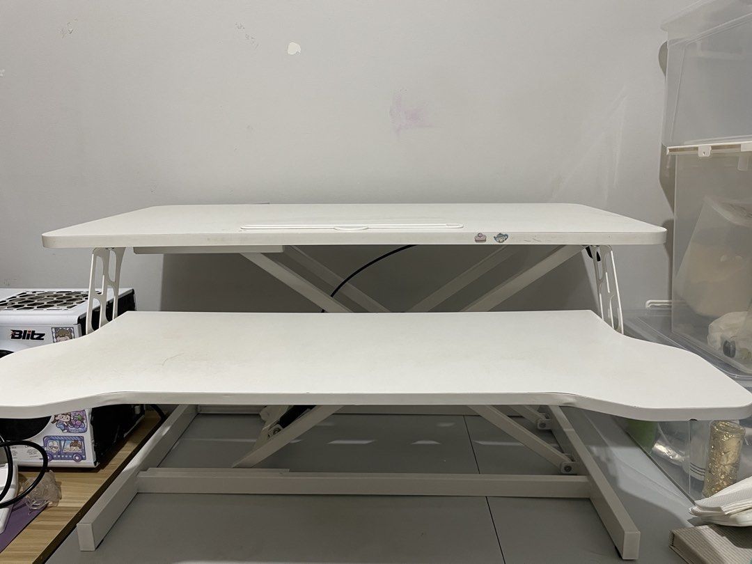Monitor riser (Category: Office Furniture & Fixtures) located in Quezon City. Submitted by manao03 (Listing ID 1459286103, Image 2). Description: - White monitor riser - Includes keyboard tray - Adjustable height for ergonomic viewing - Helps organize desk space No issues. What you see is what you get. Still very negotiable. Pick up ideally as its somewhat heavy Rfs: too bulky for me .