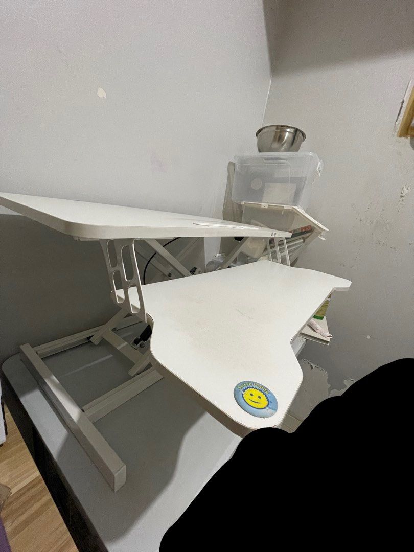 Monitor riser (Category: Office Furniture & Fixtures) located in Quezon City. Submitted by manao03 (Listing ID 1459286103, Image 3). Description: - White monitor riser - Includes keyboard tray - Adjustable height for ergonomic viewing - Helps organize desk space No issues. What you see is what you get. Still very negotiable. Pick up ideally as its somewhat heavy Rfs: too bulky for me .