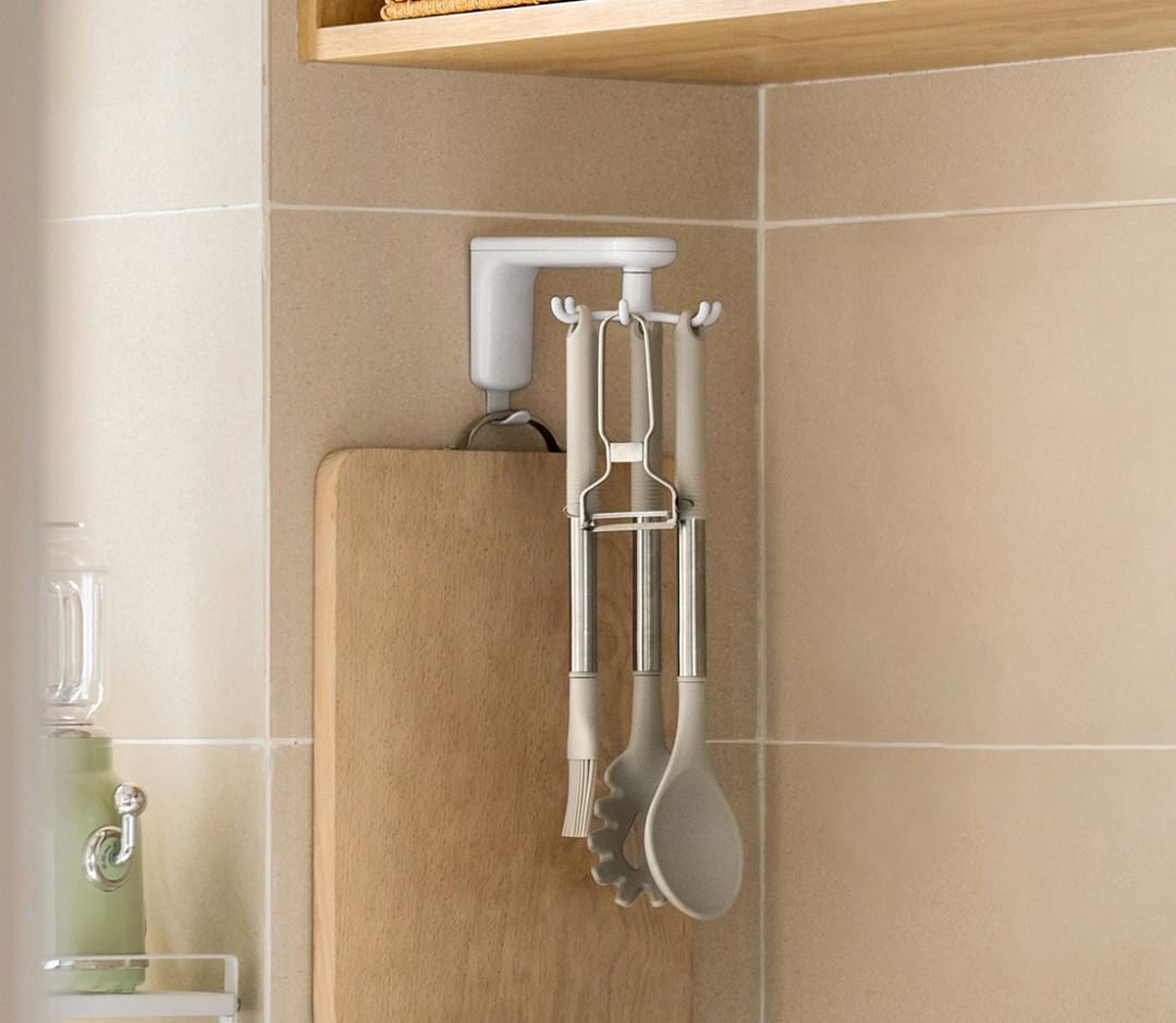 Multi-Functional Kitchen Hook Rack (Category: Other Kitchenware & Tableware) located in Singapore. Submitted by lariquezaglobalshopsg (Listing ID 1459178002, Image 3). Description: The Multi-Functional Kitchen Hook Rack is designed to help create a cleaner, more organised kitchen space by moving everyday items off the countertop and onto the wall. With a modern minimalist profile and clean white finish, it offers practical storage for utensils, t
