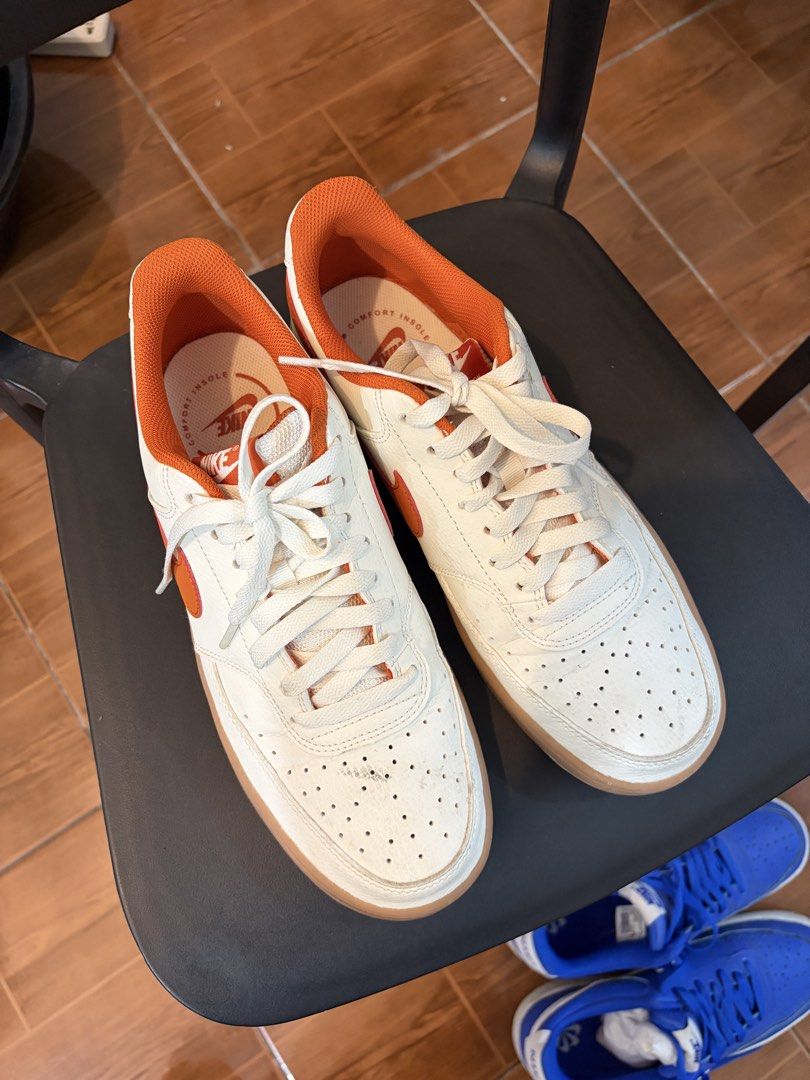 Nike Court Vision Low White Orange (Category: Sneakers) located in Taguig. Submitted by hanapiee (Listing ID 1459250341, Image 1). Description: - White Nike Court Vision Low sneakers - Orange accents - Gum sole - Size US 9.5 - Worn a few times - Minor scuffs on toe box - Still in good shape - Selling as they are not frequently worn.