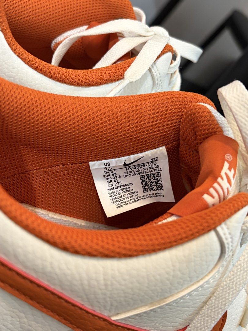 Nike Court Vision Low White Orange (Category: Sneakers) located in Taguig. Submitted by hanapiee (Listing ID 1459250341, Image 2). Description: - White Nike Court Vision Low sneakers - Orange accents - Gum sole - Size US 9.5 - Worn a few times - Minor scuffs on toe box - Still in good shape - Selling as they are not frequently worn.