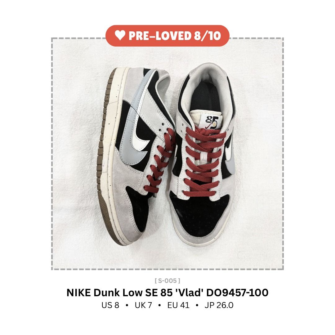NIKE Dunk Low SE 85 'Vlad' DO9457-100 (Category: Sneakers) located in Malabon City. Submitted by mksalenga (Listing ID 1459199947, Image 1). Description: NIKE Dunk Low SE 85 'Vlad' DO9457-100 PRE-LOVED (8/10) US 8 UK 7 EU 41 JP 26.0 Pick up or delivery c/o buyer from Makati (weekdays) or Malabon (weekends).