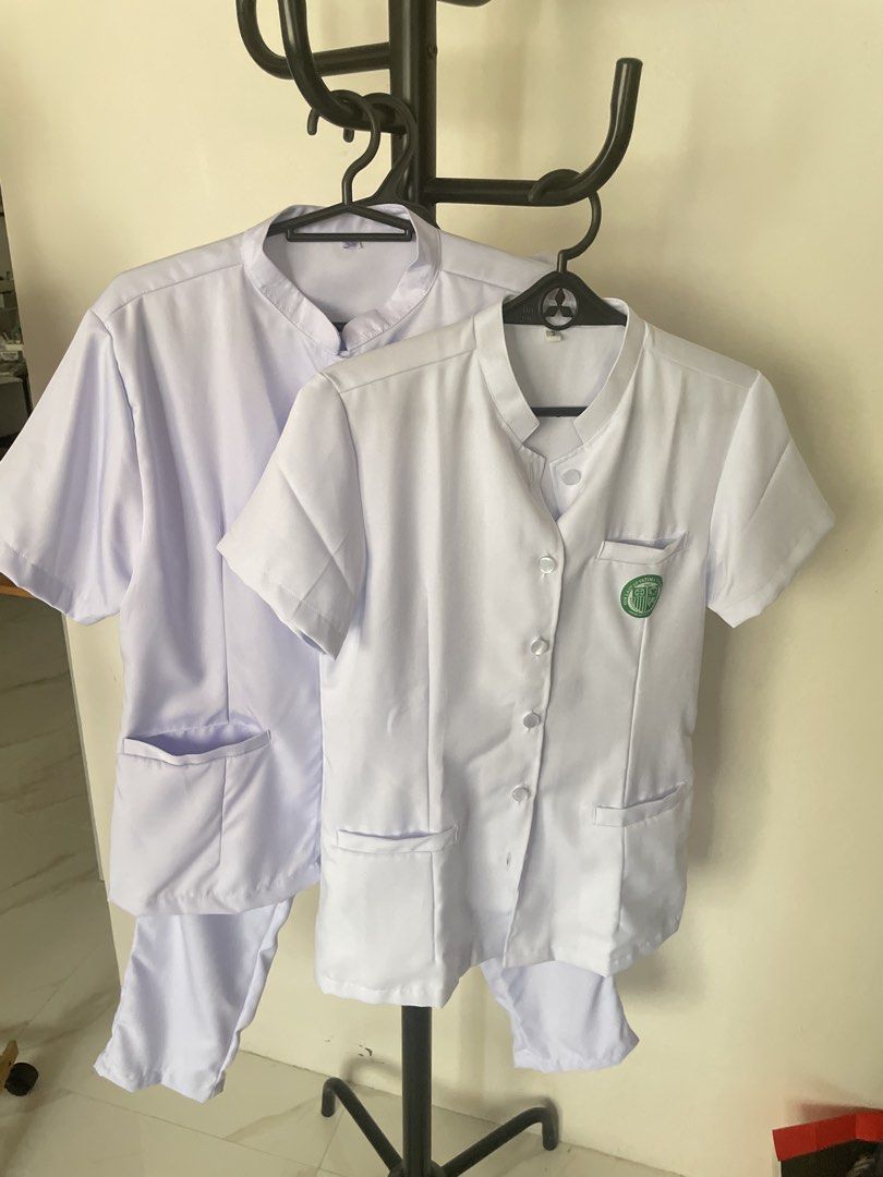 OLFU Nursing Uniform Set (Category: Sets or Coordinates) located in Bulacan. Submitted by kkaye_ (Listing ID 1459136978, Image 2). Description: FOR SALE: BRAND NEW NURSING UNIF SET QC Campus 2 SETS 1st set bluish-white peachtwill makapal -900 PHP Top (38) Pants (34) length 37 2nd set white peachtwill -850 PHP Top (37) Pants (33) length 37 BOTH SET: can fit medium-semi med never been used, already withdrawn enrollment bago magpasukan For sale also