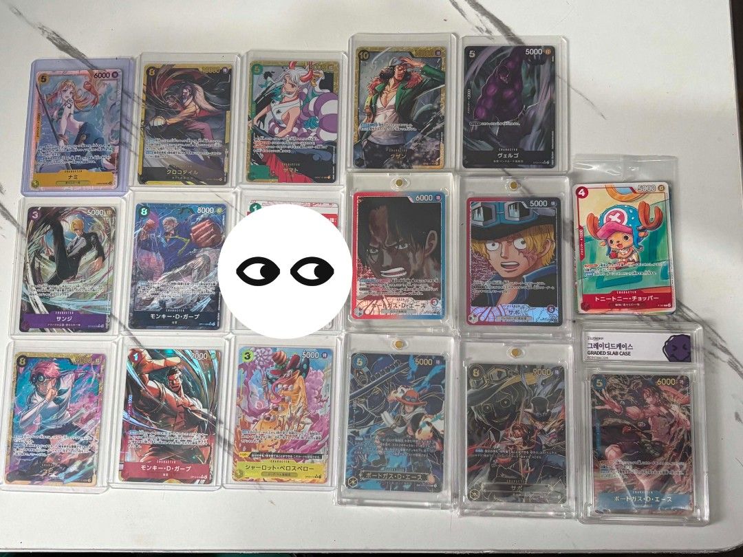 One Piece Card Game (Category: Raw Singles) located in Manila. Submitted by nckrcn (Listing ID 1459096687, Image 1). Description: FOR SALE RUSH One Piece Cards Hits ₱8,000 FOR TAKE ALL 21 PCS ALT ARTS, SP, SEC, Alt Leader, Promo Magnetic case, Toplader & Slab included Location: Biñan, Laguna Free Shipping via J&T ONLY PM for more details.