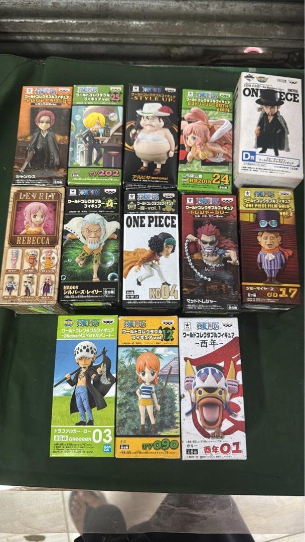 One Piece World Collectable Figures Banpresto (Category: Figurines & Statues) located in Manila. Submitted by arvzxc777 (Listing ID 1459248662, Image 1). Description: - Authentic Banpresto One Piece World Collectable Figures (WCF) - Wide variety of characters available - Figures from different volumes and movie tie-ins - Ideal for any One Piece fan's collection - All figures are in their original, unopened boxes.