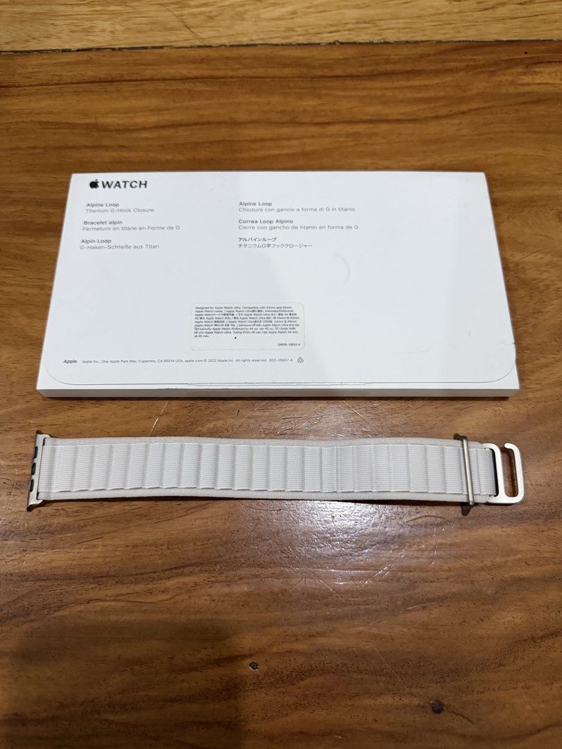 Original Apple 49mm Starlight Alpine Loop (Small) (Category: Wearables & Smart Watches) located in Pasig City. Submitted by dey2x (Listing ID 1459229390, Image 2). Description: Original Apple 49mm Starlight Alpine Loop (Small) -Pre-loved -Php 2,000 Size: Small Katipunan / Ortigas area.