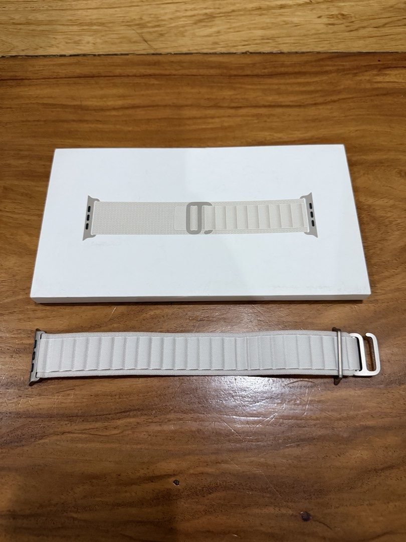 Original Apple 49mm Starlight Alpine Loop (Small) (Category: Wearables & Smart Watches) located in Pasig City. Submitted by dey2x (Listing ID 1459229390, Image 1). Description: Original Apple 49mm Starlight Alpine Loop (Small) -Pre-loved -Php 2,000 Size: Small Katipunan / Ortigas area.