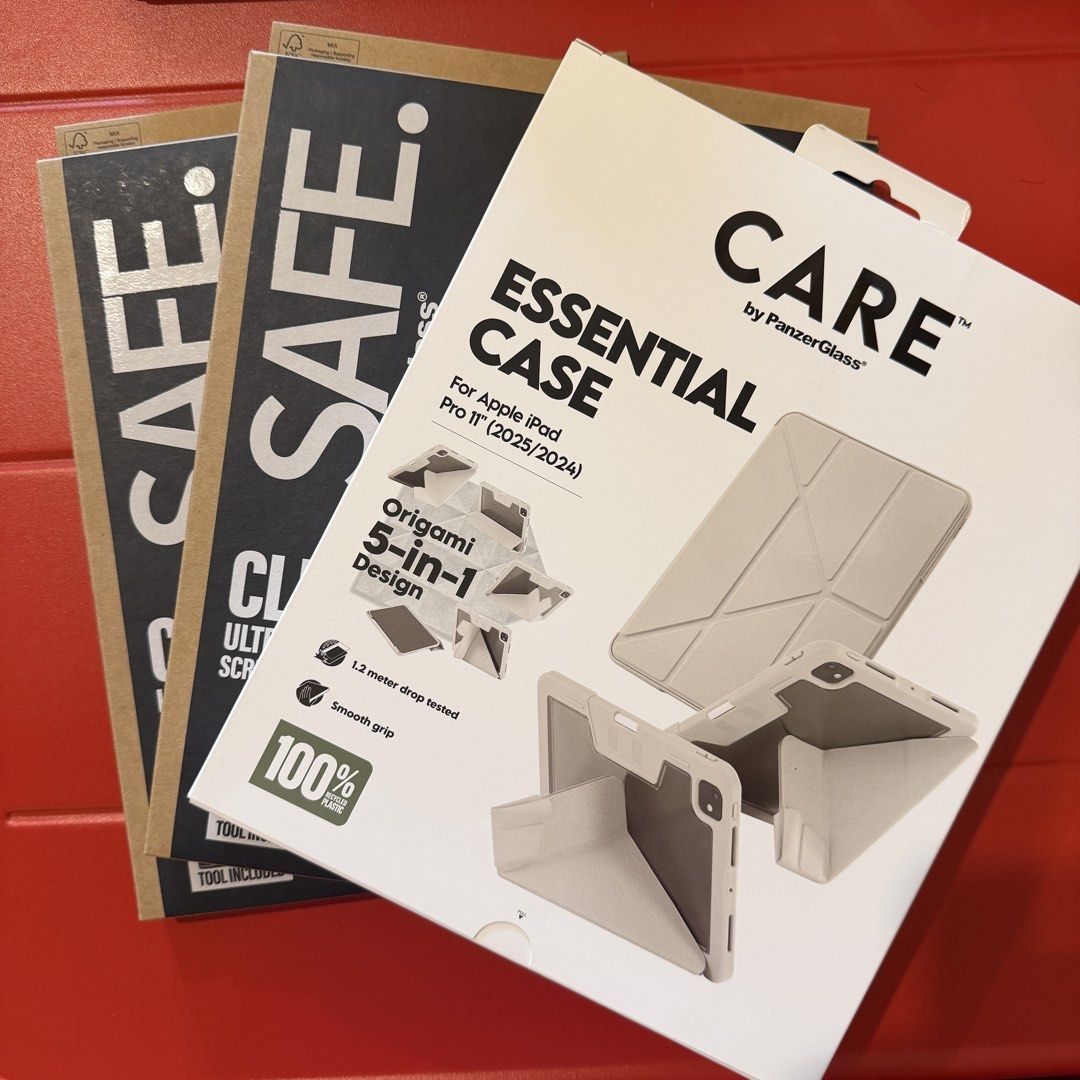 PanzerGlass Screen Protector & Case for iPad Pro 11" (2025/2024) (Category: Cases & Sleeves) located in Makati City. Submitted by captainpending17 (Listing ID 1459169231, Image 1). Description: - Complete protection for your Apple iPad Pro 11" (2025/2024). - PanzerGlass CARE Essential Case: Origami 5-in-1 design, drop tested to 1.2 meters. - Two (2) PanzerGlass SAFE Clear Ultra-Wide Fit Screen Protectors. - Screen protectors include an aligner to