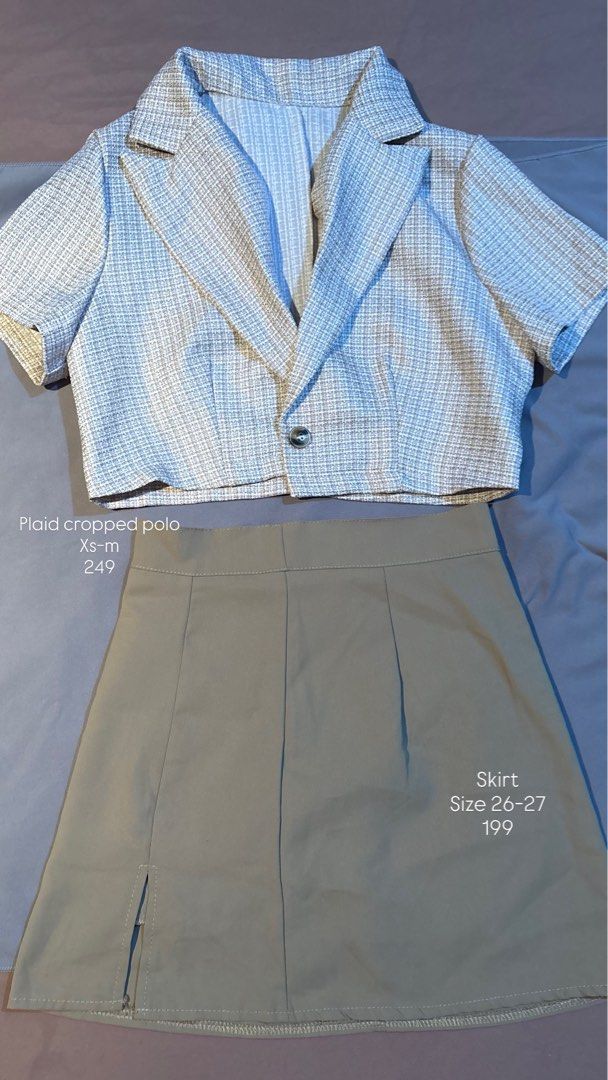 Plaid Cropped Polo Top & Skirt Set (Category: Sets or Coordinates) located in Cavite. Submitted by declutterbymeee (Listing ID 1459266532, Image 1). Description: Details already posted on pic 📍 san pedro +54 sf via j&t.