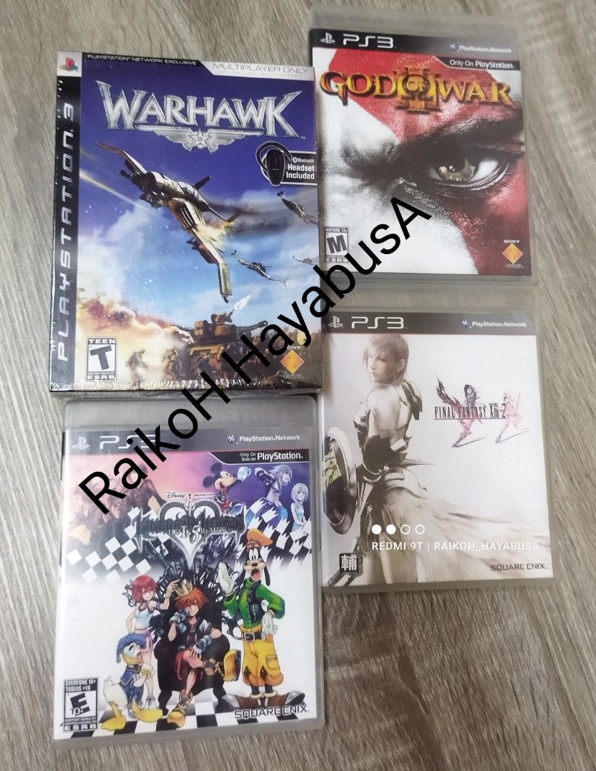 Playstation 3 Pre-Loved Games (Category: PlayStation) located in Dasmarinas. Submitted by nixx_hayabusa (Listing ID 1459259355, Image 2). Description: Playstation 3 "Pre-Loved" Games Game Titles As Follows Warhawk "PSN Exclusive BUNDLE" 2,000 (Brand New & SEALED W/ FREE Jabra Headset) God Of War III 450 (SOLD) Final Fantasy XIII-2 400 Kingdom Hearts -HD1.5 REMIX- 400 (SOLD) Ninja Gaiden Sigma 350 (SOLD) Ninja Gaiden 3 350 Call Of Duty World At Wa