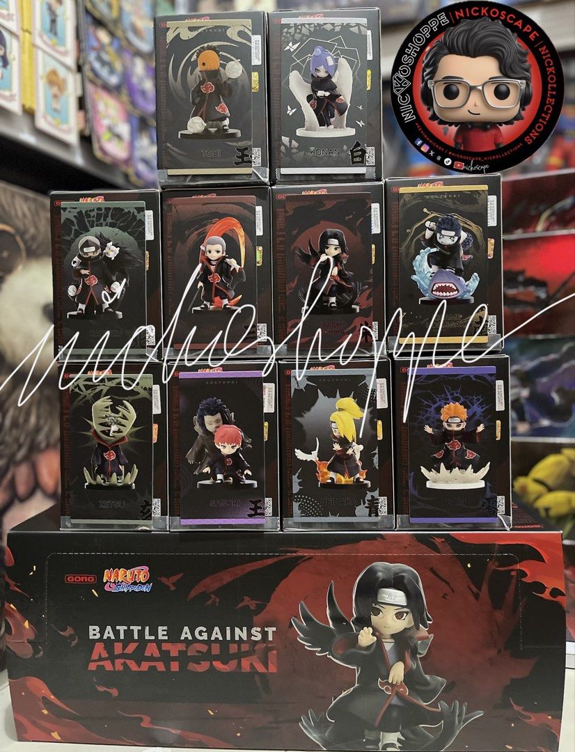 Pop Mart Naruto Battle Against Akatsuki (Category: Figurines & Statues) located in Makati City. Submitted by kevinnnickos (Listing ID 1459232823, Image 2). Description: PTPA For Sale: Pop Mart Naruto Battle Against Akatsuki ‼️PLEASE MAKE IT A HABIT TO READ FIRST, Thank you! Authentic. CONFIRMED blindbox. Open box at the bottom. Sealed figs. Complete inclusion. No issues. 🏷️ Price for each figs are as follows: ✅ AVAILABLE: Tobi - 850 Deidara - 85