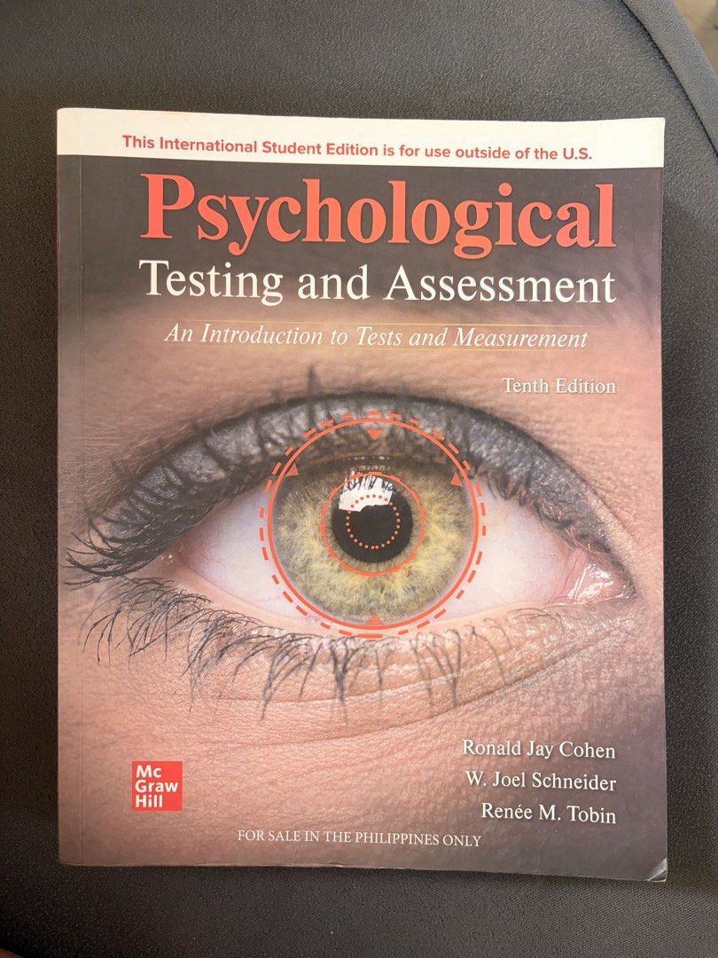 Psychological Testing and Assessment by Cohen (10th ed) (Category: Textbooks) located in Manila. Submitted by luvyoru (Listing ID 1459179063, Image 1). Description: - Original Price: 1,400 - Bought from UST official distributor - No writings or highlights MOP: GCash or Cash MOD: Lalamove/Meet-up in UST.