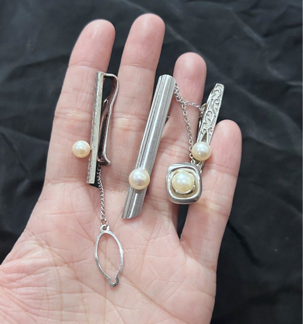 Real Pearl Tie Clips & Pin (Category: Other Stationery & Craft) located in Makati City. Submitted by cestparfaitvintagejewelries (Listing ID 1459248618, Image 1). Description: .