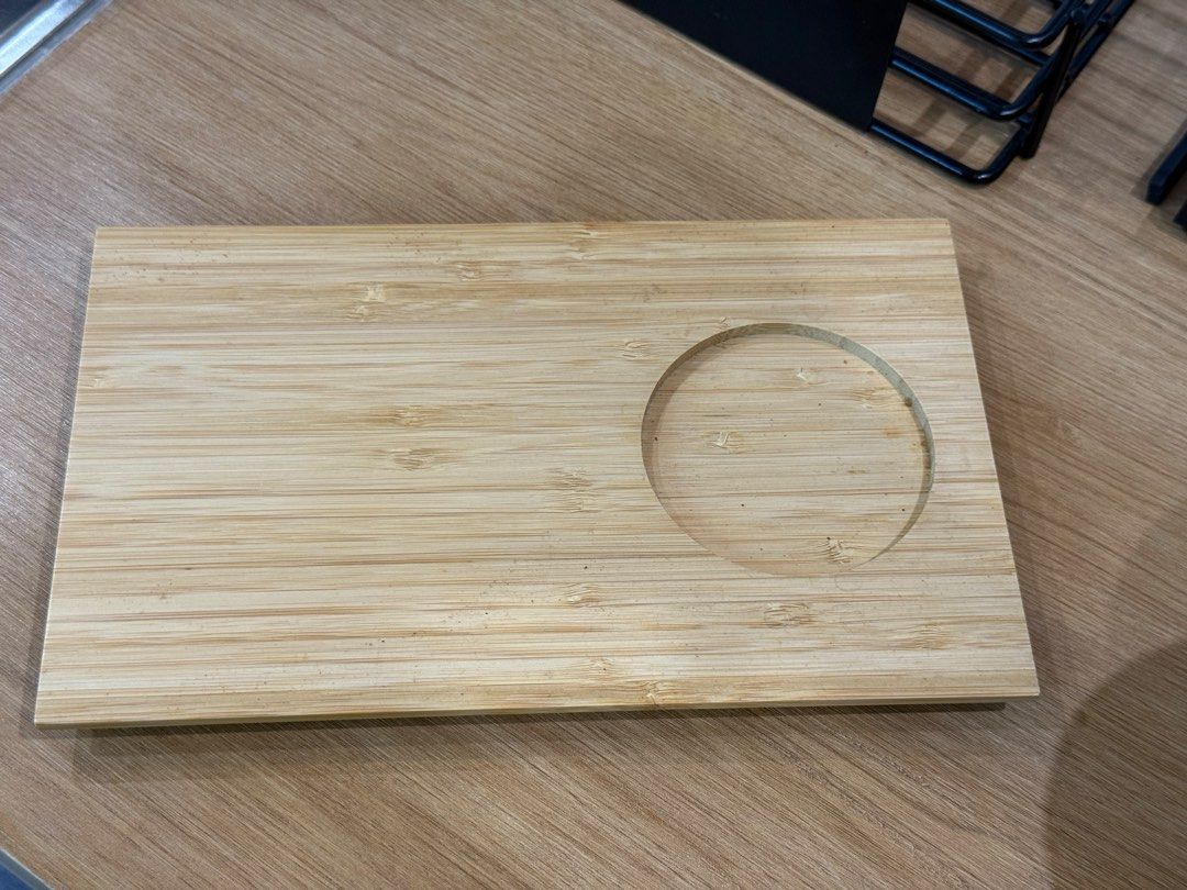 Rectangular serving tray snack & cup (Category: Coffee & Tea Tableware) located in Singapore. Submitted by jaaaywhyyy (Listing ID 1459092465, Image 1). Description: - Features a circular indentation - Ideal for placing drinks & snacks - Simple, natural design 2 different sizes. .