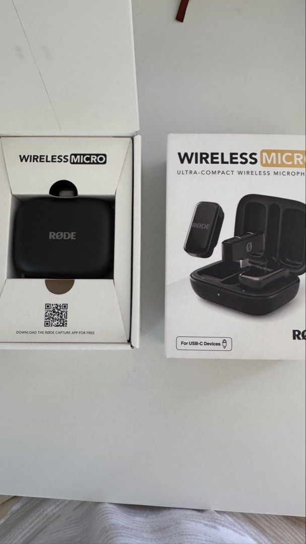 Rode Micro Compact Wireless Microphone System (Category: Microphones) located in Makati City. Submitted by preloved_biancak (Listing ID 1459119457, Image 3). Description: Used once, like new. Only selling because I changed cameras. - Rode Wireless GO II microphone system - Ultra-compact and wireless for ultimate portability - Delivers crystal-clear audio capture - Comes with a convenient charging case - Includes two transmitters - USB-C cable for