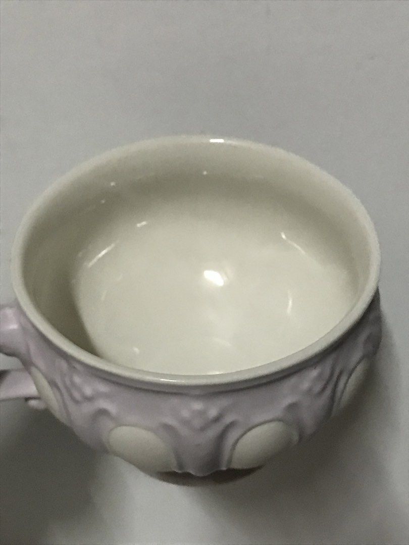 Roman-Style Lavender Jasperware Big Mug (Category: Coffee & Tea Tableware) located in Manila. Submitted by iyasellsph (Listing ID 1459089460, Image 3). Description: Roman-Style Lavender Jasperware Big Mug Reducedfrom 500 👈for photos Made of white jasperware with delicate lavender-color fleur de lys columns embossed around the mug Roman grail-shape spacious body 3.75 inches across rim 3.5 inches tall For coffee or tea, also for desserts Dainty an