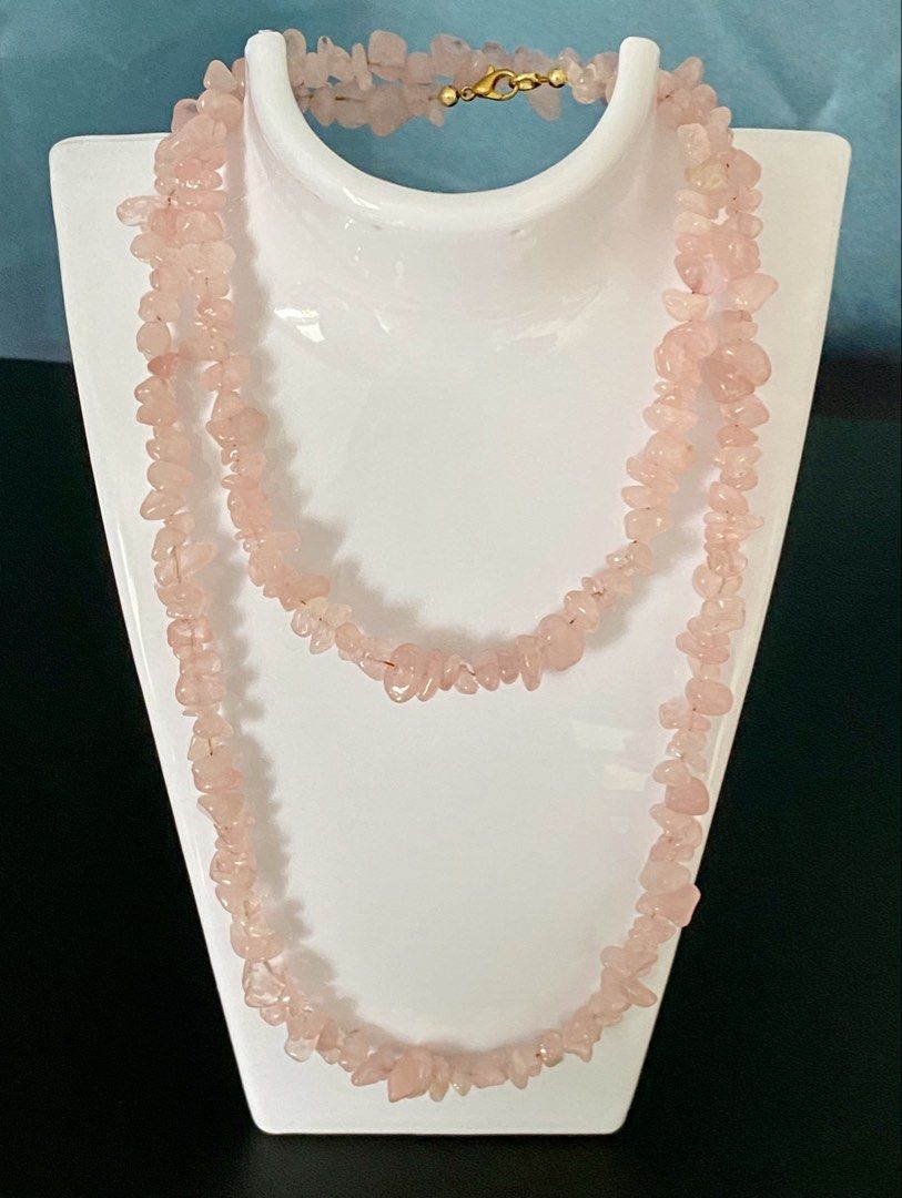 Rose Quartz Necklace (Category: Necklaces) located in Pasig City. Submitted by talaversify (Listing ID 1459176192, Image 3). Description: Semi-precious stone: Rose Quartz Stone size: Free-form chips Necklace length: 31” 💠 Natural stone 💠.