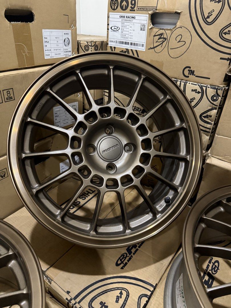 Rota ralli x 17’s 4x100 (Category: Mags and Tires) located in Manila. Submitted by jaybeeeeeeeeee (Listing ID 1459243359, Image 2). Description: Rota ralli x ( enkei rc t5 ) 17x7.5 4x100 offset 45 Brand new , hyper bronze color .