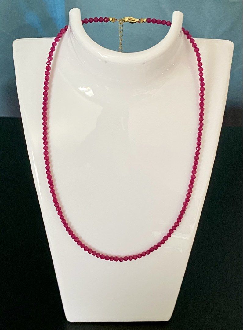 Ruby Choker Necklace (Category: Necklaces) located in Pasig City. Submitted by talaversify (Listing ID 1459172313, Image 2). Description: Semi-precious stone: Ruby Stone size: 3mm faceted Necklace length: 16” to 18” 💠 Natural stone 💠.