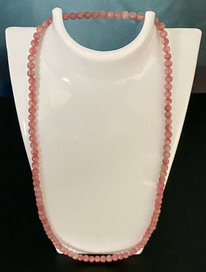 Sakura Rhodonite Stretched Necklace (Category: Necklaces) located in Pasig City. Submitted by talaversify (Listing ID 1459176933, Image 2). Description: Semi-precious stone: Sakura Rhodonite Stone size: 5mm Necklace length: 21” 💠 Natural stone 💠.