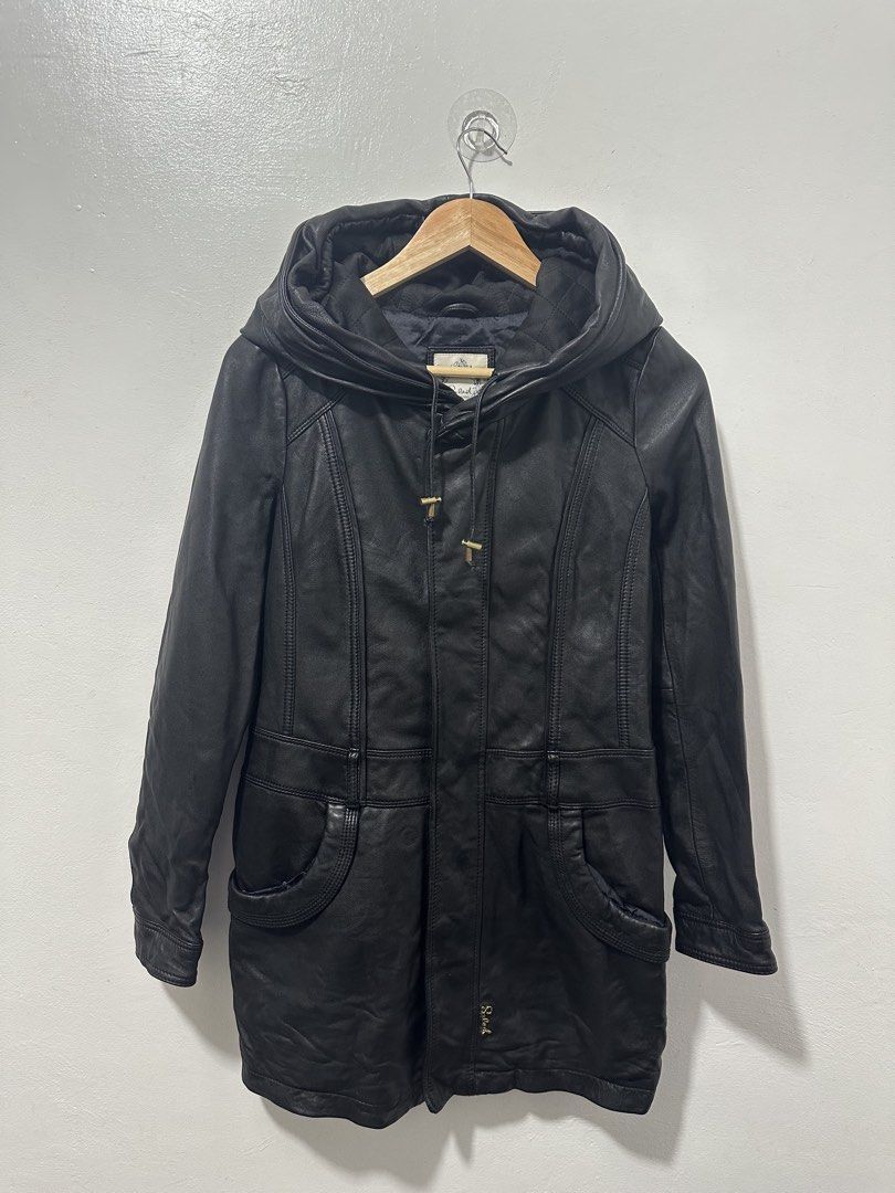Salad Black Leather Coat Women Small (Category: Coats, Jackets and Outerwear) located in Balanga. Submitted by winterlab_ph (Listing ID 1459200425, Image 3). Description: Code: A790 Width: 15.5 Length: 30.5 Shoulders: 15 Sleeves: 24.
