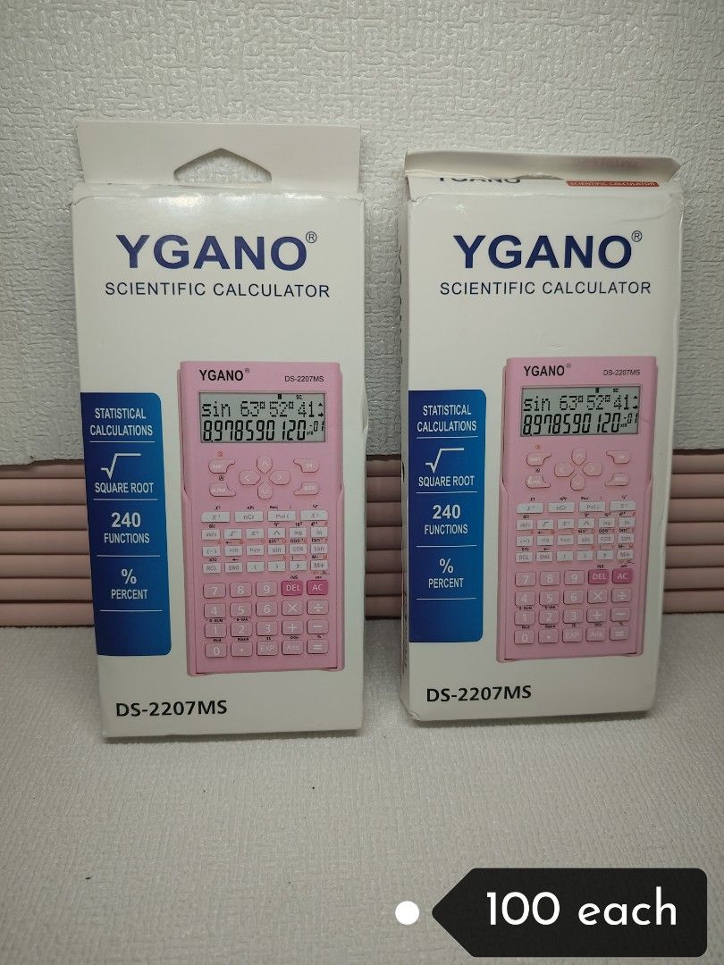 Scientific Calculator Pinlk (Category: Office & Business Technology) located in Marikina City. Submitted by sedyrah (Listing ID 1459179712, Image 1). Description: - Pink Ygano DS-2207MS Scientific Calculators (2 available) - 240 Functions - Includes Square Root and Percentage Calculations - Ideal for Students - Price: P100 each - Also available: Dexin BST KK-82MS-B Scientific Calculator for P99.