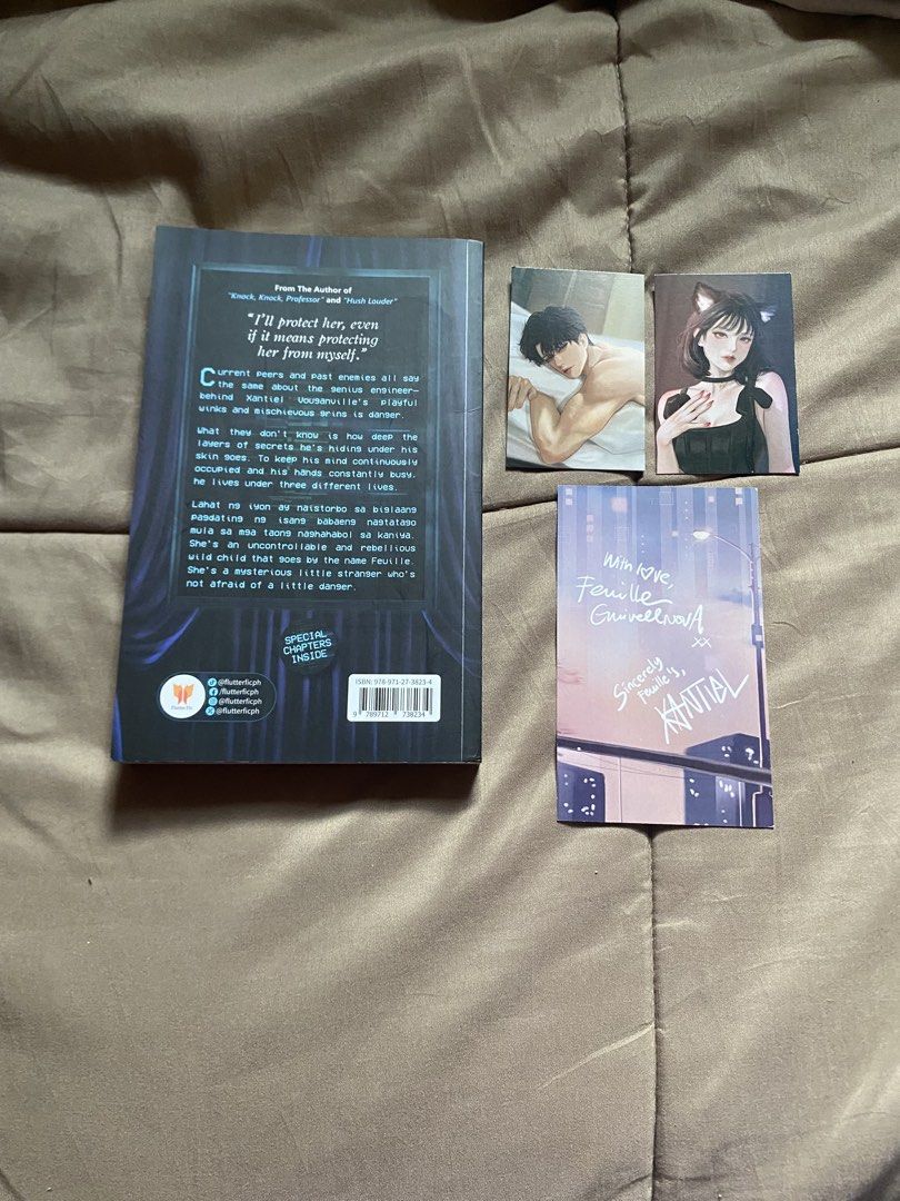SIGNED Danger, Danger Mr. Stranger by Irshwndy - Signed (Category: Storybooks) located in Caloocan City. Submitted by lienzonius (Listing ID 1459114424, Image 3). Description: - Book Title: Danger, Danger Mr. Stranger - Author: Irshwndy - Special Features: Includes cyber inserts and a signed page - Condition: Good - Extras: Comes with two character art cards - Ideal for: Fans of the author.