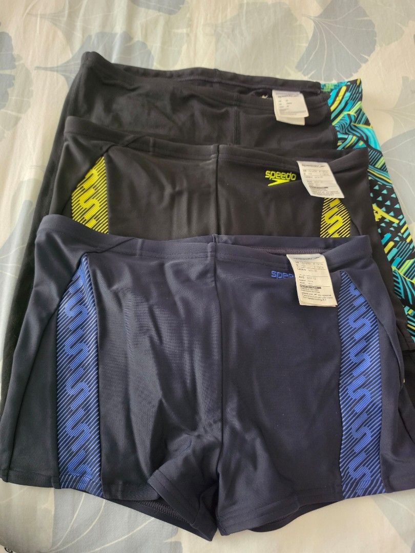 Speedo Swim Trunks - Various Sizes & Styles (Category: Swim Trunks & Board Shorts) located in Paranaque City. Submitted by chichayjoaquin1228 (Listing ID 1459138572, Image 1). Description: - Speedo swim trunks - Available sizes: 30 - Styles: Classic Speedo logo or patterned waistband - Ideal for swimming and training - Worn once for fitting Take all 3 .