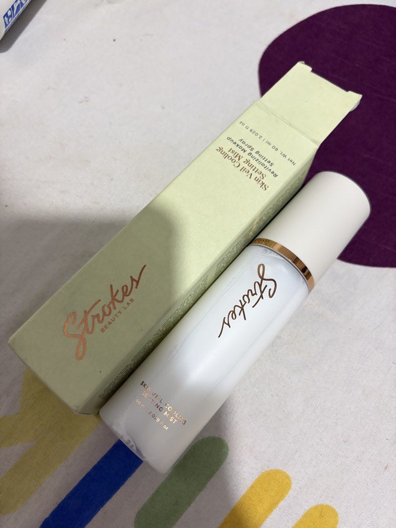 Strokes Beauty Lab Skin Veil Cooling Setting Mist (Category: Makeup) located in Valenzuela. Submitted by cheaper_finds (Listing ID 1459207693, Image 1). Description: - Strokes Beauty Lab Skin Veil Cooling Setting Mist - Revitalizing makeup setting spray - Size: 60 ml / 2.029 fl oz - Origin: Made in Taiwan, Designed in California, USA - Distributed by: Strokes Cosmetics, Inc. Philippines - Expiry Date: 09/2027.