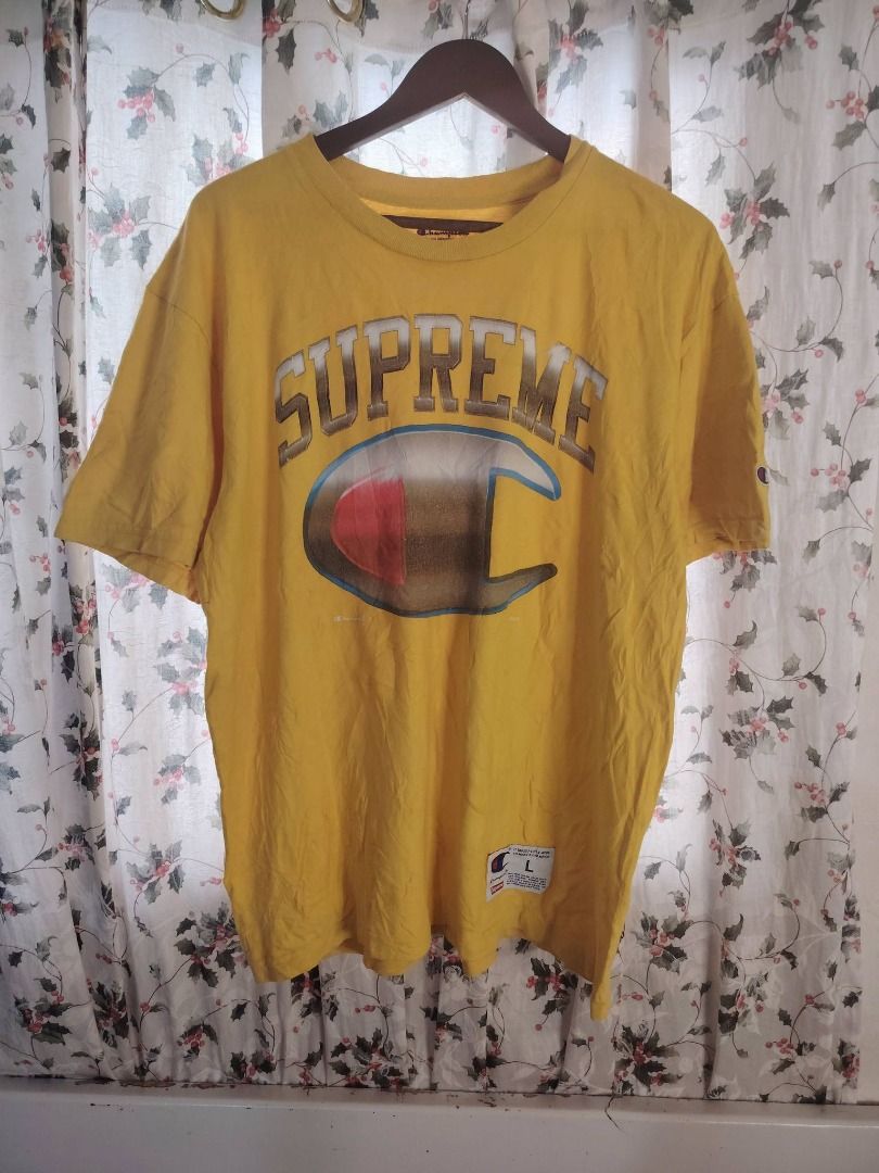SUPREME x CHAMPION TEE // XL (Category: Tshirts & Polo Shirts ) located in Legazpi City. Submitted by urbangarmentsarch4500 (Listing ID 1459154855, Image 1). Description: SUPREME x CHAMPION TEE XL W 24 L 29 1 stain & print 9.5/10 (Check last pic) Color rate 9.7/10 GRAB 550 (Automatically YOURS)⛓️ Shipped! --- ‼️w/ FREE STICKERS FOR EVERY PURCHASE⁉️ 🛒🛒🛒 BUY. SELL. TRADE. CONSIGN🗣️🤝🏼 BLESS THY HUSTLE! 🧿✨.