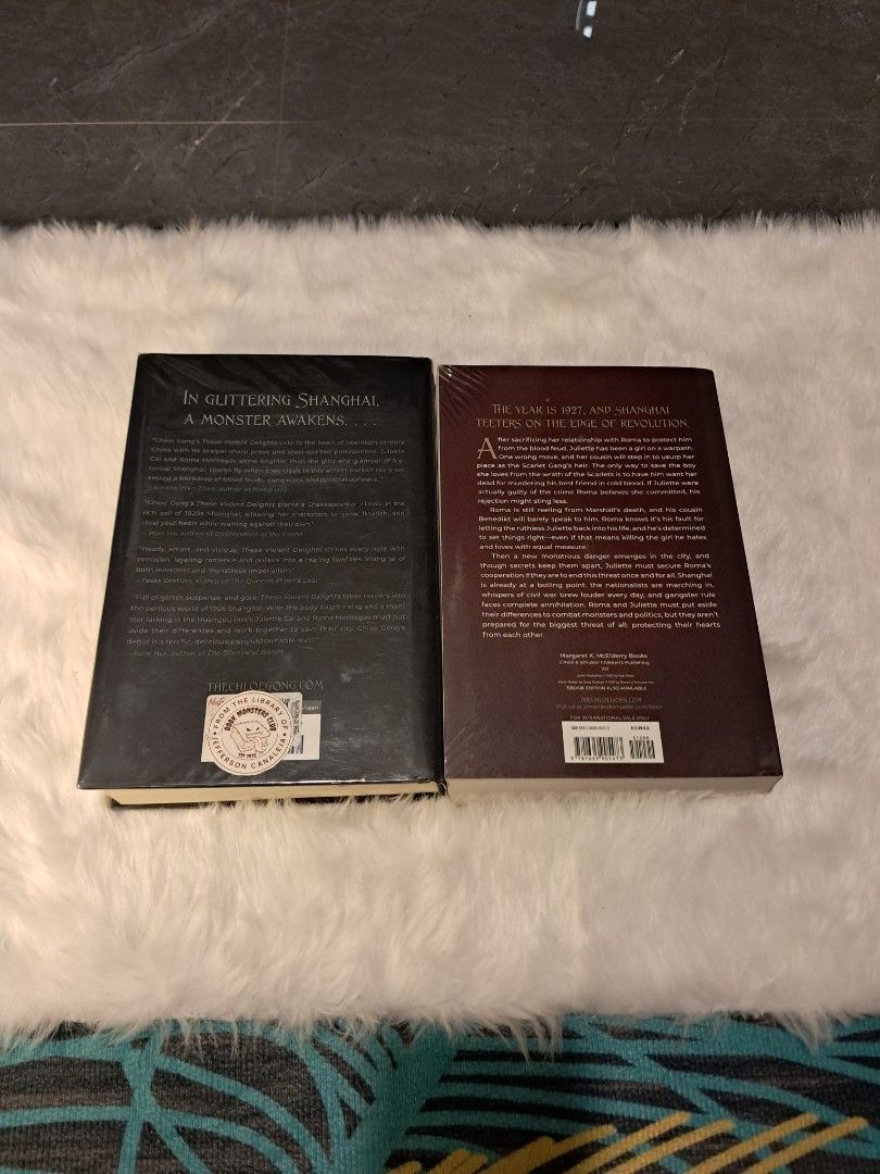 The Secret Shanghai Duology (Category: Storybooks) located in Concepcion. Submitted by jeff_sy (Listing ID 1459152568, Image 3). Description: - The Secret Shanghai Duology - Author: Chloe Gong - Book 1: These Violent Delights (Hardcover) - Book 2: Our Violent Ends (Paperback) - Genre: Fantasy, Mafia wars, Romance, Romeo-and-Juliet retelling, Urban setting - Price is negotiable for sure buyers.