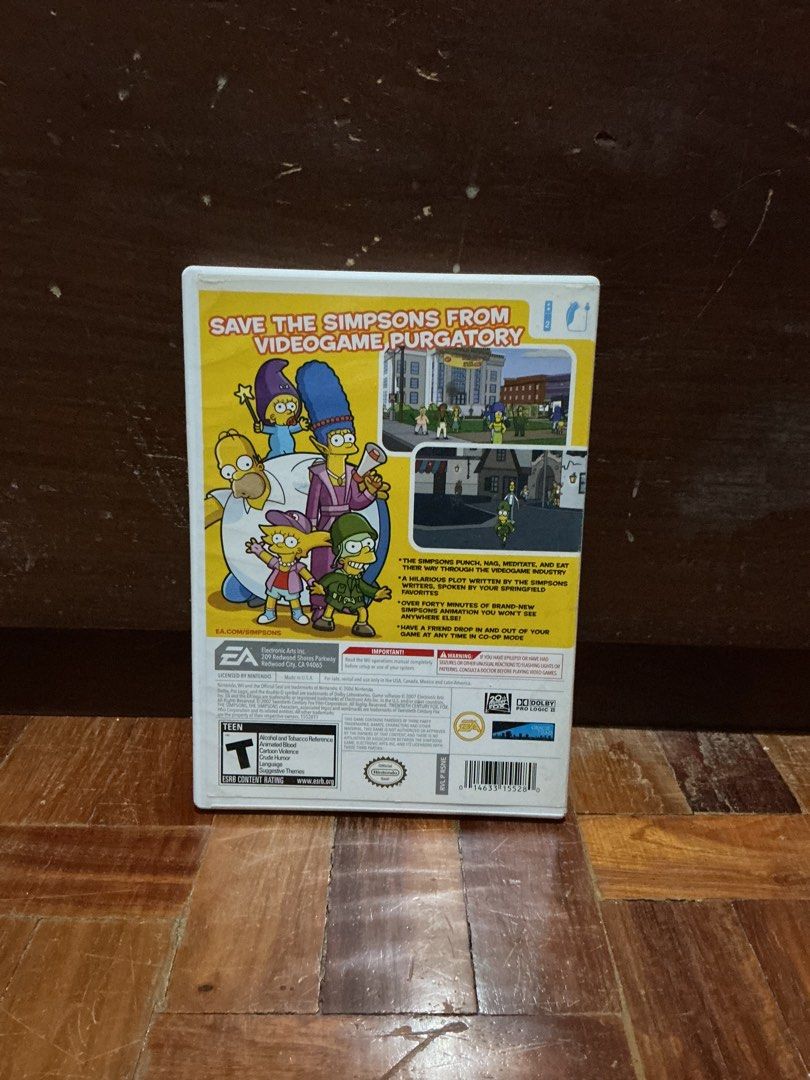 The Simpsons Game (Category: Nintendo) located in Caloocan City. Submitted by antonrizz (Listing ID 1459215787, Image 2). Description: - The Simpsons Game for Nintendo Wii - Play as Homer, Bart, Lisa, Marge, and Maggie - Explore Springfield and battle enemies - Fun and exciting gameplay.