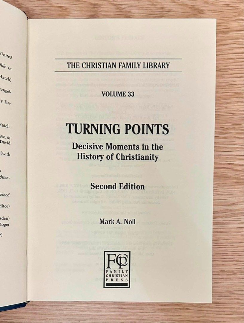 Turning Points: Decisive Moments in Christianity History (Category: Storybooks) located in Rodriguez. Submitted by KuyaEl09 (Listing ID 1459103140, Image 2). Description: Turning Points Decisive Moments in the History of Christianity by Mark A. Noll 2011, FCS Edition Published by Family Christian Stores Under special arrangement with Baker Book House Company Hardbound, 352 pages Good Condition some underlines Php 1,000.