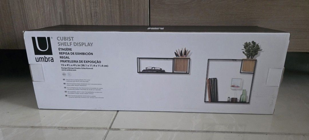 Umbra Cubist Shelf (Category: Shelves, Cabinets & Racks) located in Manila. Submitted by tch_86 (Listing ID 1459090284, Image 2). Description: - Dimensions: 15 1/4" (L) x 4 1/2" (W) x 11 1/4" (H).