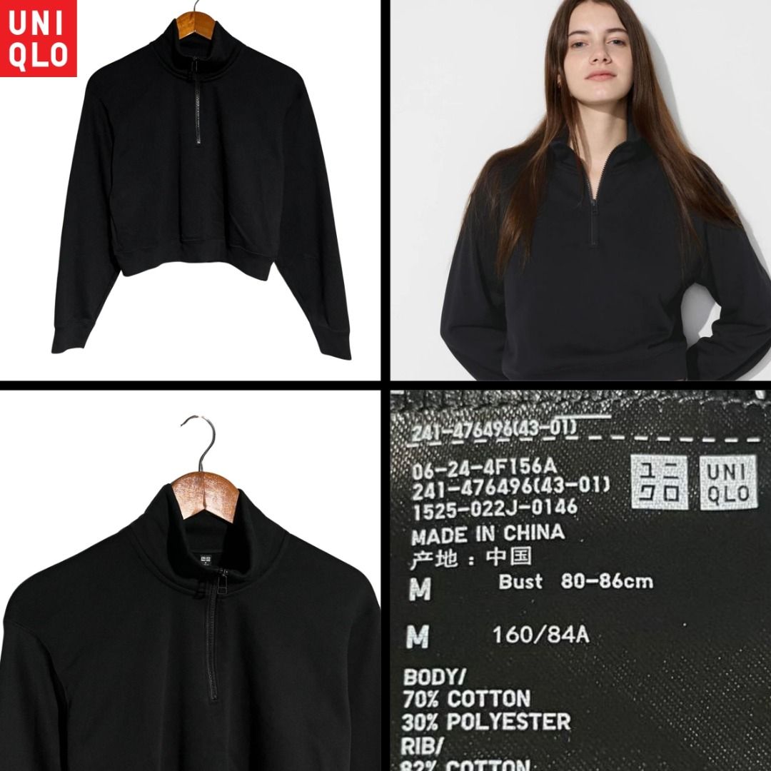 Uniqlo Women Sweat Half-Zip Pullover (Category: Longsleeves) located in Santa Cruz. Submitted by mathrift.ph (Listing ID 1459174161, Image 1). Description: Uniqlo Women Sweat Half-Zip Pullover Size Medium Excellent Condition Good as new No issue W: 21 L: 18 Color rate: 10/10 580+sf Loc: Santa Cruz, Laguna .