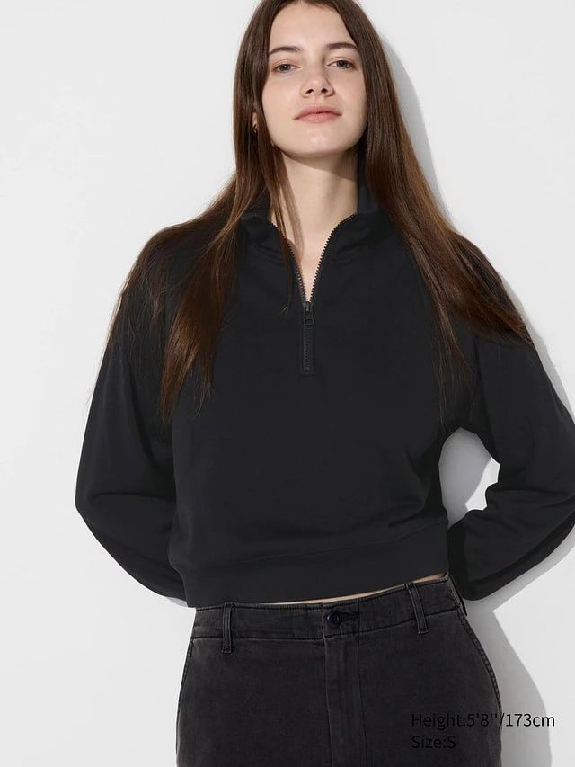 Uniqlo Women Sweat Half-Zip Pullover (Category: Longsleeves) located in Santa Cruz. Submitted by mathrift.ph (Listing ID 1459174161, Image 2). Description: Uniqlo Women Sweat Half-Zip Pullover Size Medium Excellent Condition Good as new No issue W: 21 L: 18 Color rate: 10/10 580+sf Loc: Santa Cruz, Laguna .