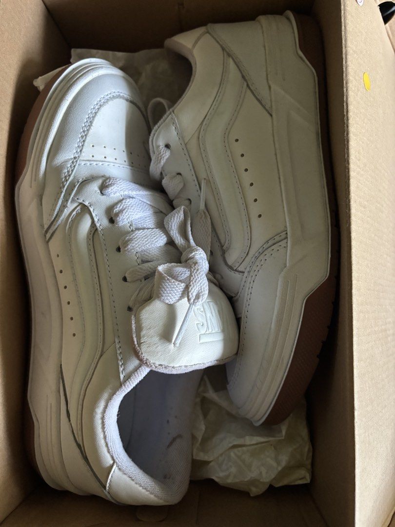 Vans Hylane White (Category: Sneakers) located in Cainta. Submitted by doverparfum (Listing ID 1459103395, Image 1). Description: - Vans Hylane Sneakers - Color: White with Gum Sole - Size: 7 US Men / 8.5 US Women - Condition: used once for a shoot - Includes: Original Box .