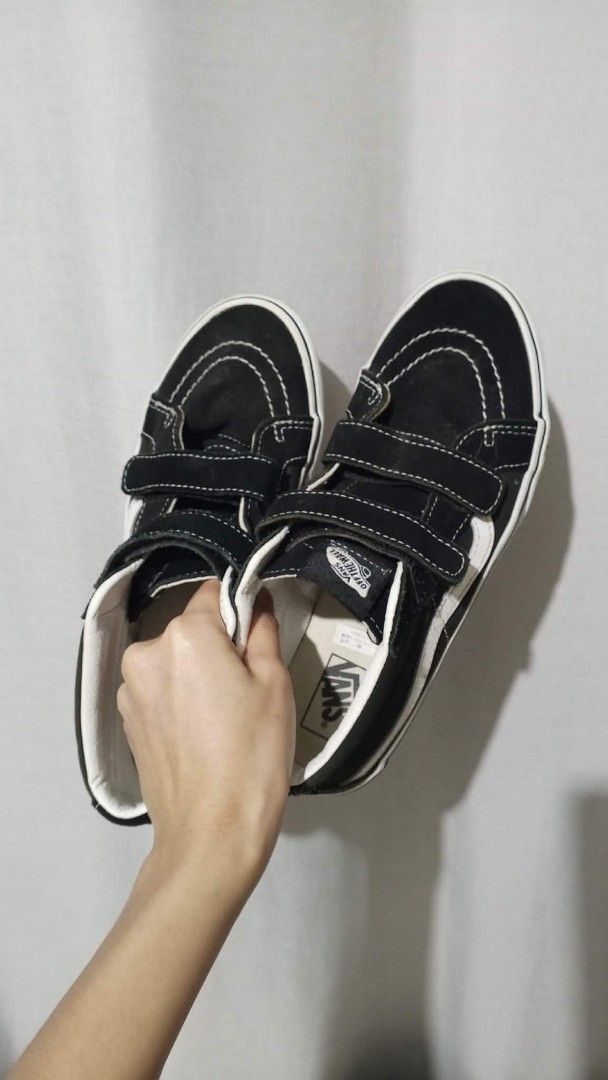 Vans old skool velcro style (Category: Casual Shoes) located in Silang. Submitted by prelovedbytzi (Listing ID 1459133414, Image 3). Description: Vans Sk8-Mid shoes - 23.5cm SEE TAG IN PHOTOS - Classic - Convenient velcro straps for easy on and off - White stitching details - Perfect for everyday wear - Note: Minor scuffs on the soles.
