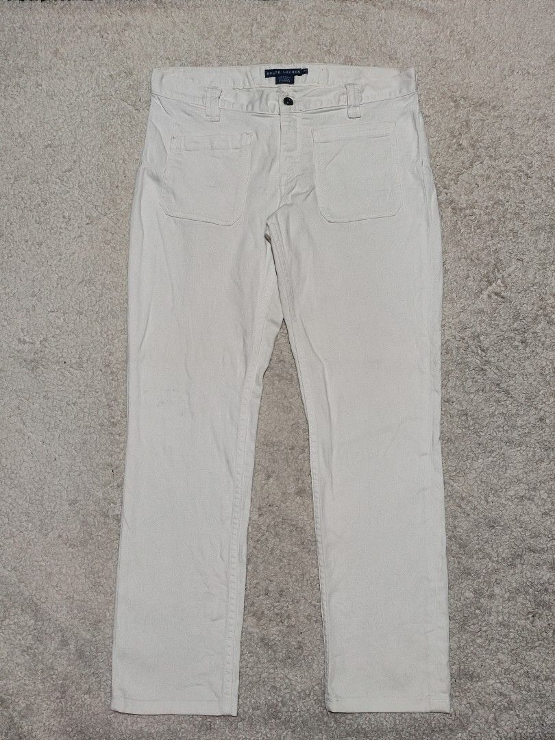 Vintage Ralph Lauren Cream Pants (Category: Jeans) located in Manila. Submitted by anthonig (Listing ID 1459284028, Image 2). Description: Length: 38 inches outseam Width: 32 inches Hem: 6.75 inches Price: 300 pesos Condition: 9/10 Issues: 7 to last slide PM if interested or for inquiries Meetups within MANILA only Can do shipping at buyers expense.