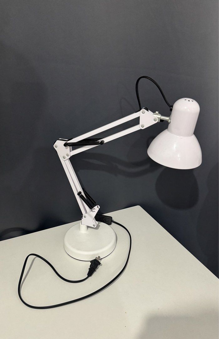 White Desk Lamp with LED Bulb (Category: Lighting) located in Manila. Submitted by khristinee.e (Listing ID 1459152080, Image 1). Description: - White desk lamp - Includes LED bulb (tri color) -only used for 2months .