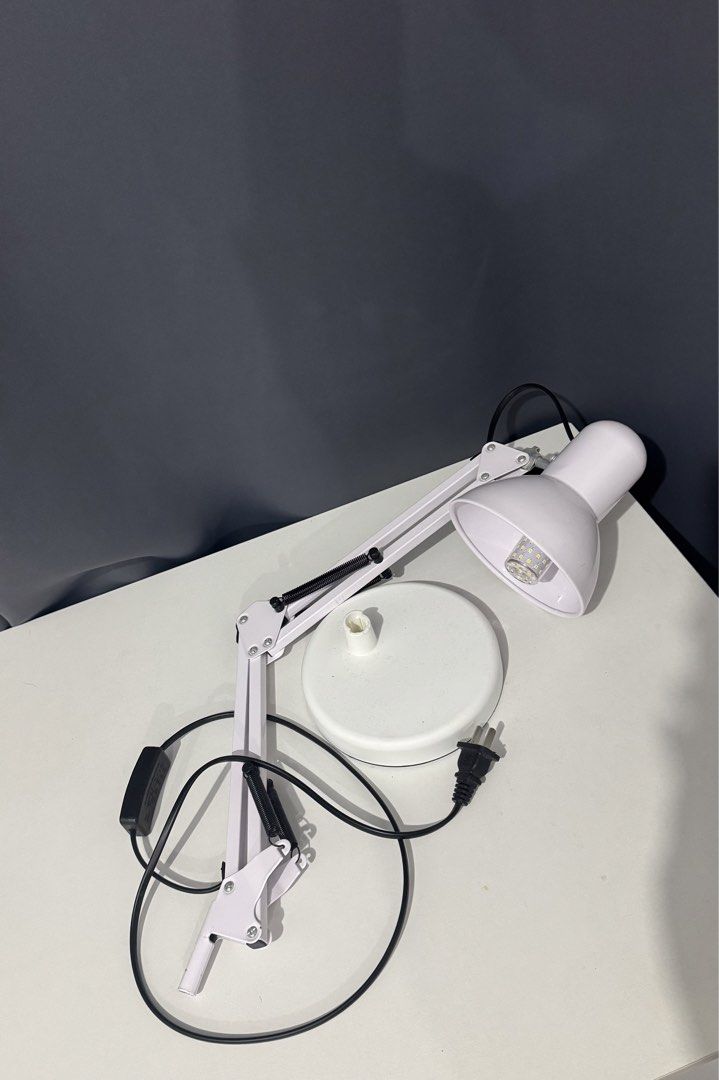White Desk Lamp with LED Bulb (Category: Lighting) located in Manila. Submitted by khristinee.e (Listing ID 1459152080, Image 2). Description: - White desk lamp - Includes LED bulb (tri color) -only used for 2months .